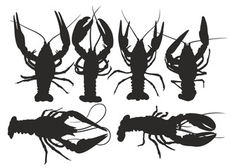 Silhouettes of lobsters.