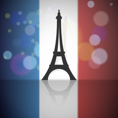 France flag with Eiffel tower background