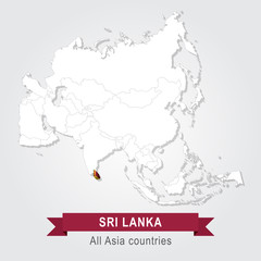 Sri Lanka. All the countries of Asia. Flag version.