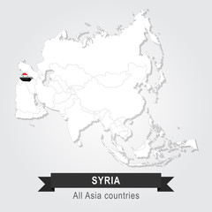 Syria. All the countries of Asia. Flag version.