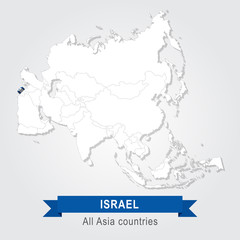 Israel. All the countries of Asia. Flag version.