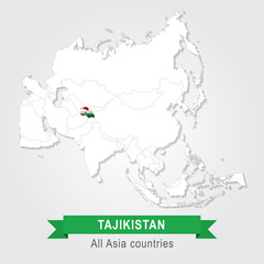 Tajikistan. All the countries of Asia. Flag version.