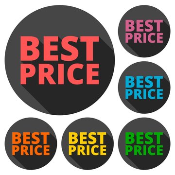 Best Price icons set with long shadow