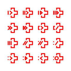 Medical Cross Icon Set, Red Option