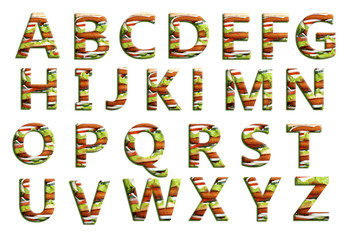 English alphabet with burger design