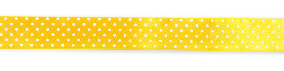 Yellow satin ribbon isolated on white