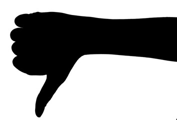 Silhouettes of hand, isolated on white