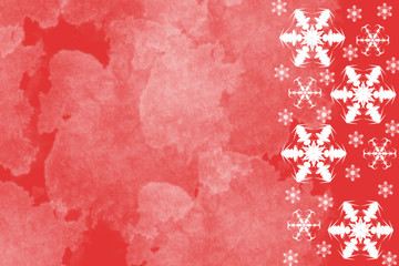 Fototapeta premium Bright red background with white snowflakes border on right side