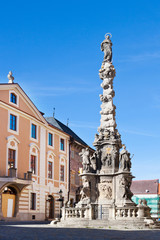 Fototapeta premium Baroque plaque column, Central Bohemia, Kutna Hora, Czech republic, Europe