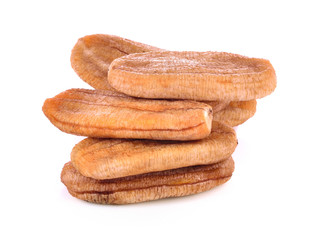 dried banana on white background