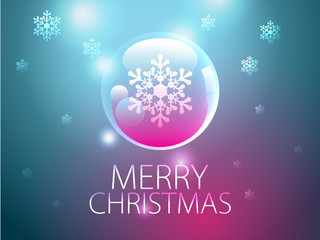 Crystal ball snowflake christmas greeting card horizontal center