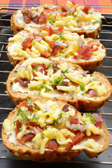 Bread baked with Mozzarella and bacon