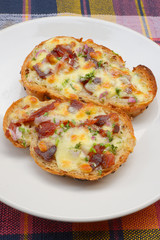 Bread baked with Mozzarella and bacon