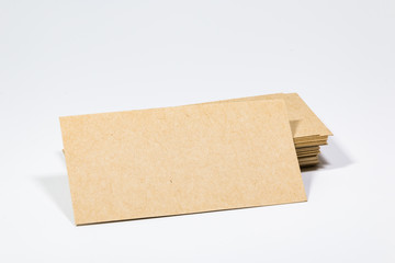 Blank business card on white background