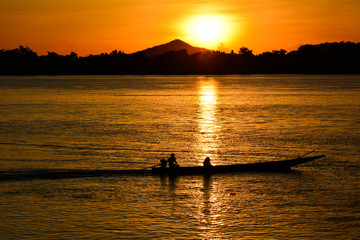 fisherman with sunset