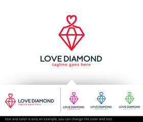Love Diamond Logo Template Vector Design