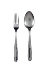 spoon and fork on white background