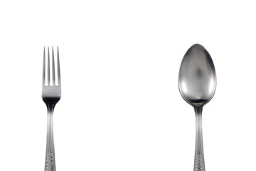 spoon and fork on white background