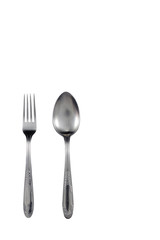 spoon and fork on white background