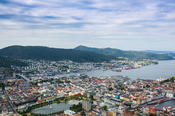 Top view of the city of Bergen . Norway