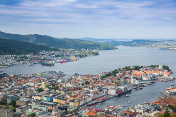Fototapeta na wymiar Top view of the city of Bergen . Norway