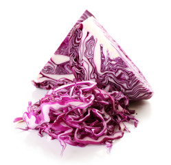 Cut red cabbage isolated on white