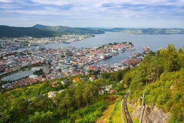 Obraz premium Top view of the city of Bergen . Norway