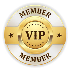 Gold vip member badge with white border