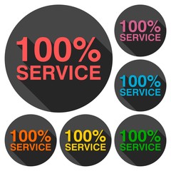 100% service icons set with long shadow