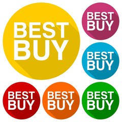Best Buy icons set with long shadow