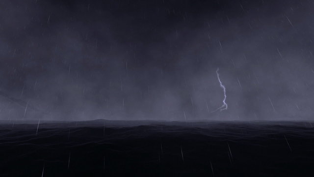 Ocean storm with lightnings