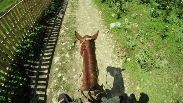 Astride on horse