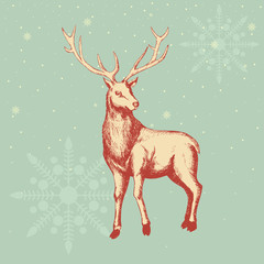 Deer Sketch For Christmas Theme