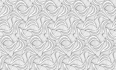 Vector seamless wave background of doodle drawn lines
