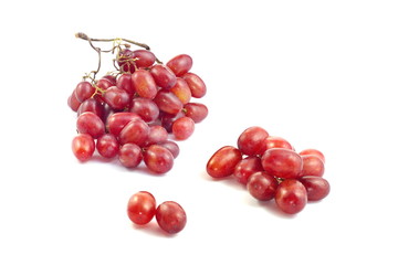red grapes on white background