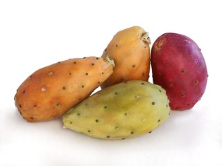red,yellow and yellow edible fruits of opunthia cactus