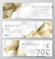 Set of modern vector banners with polygonal background