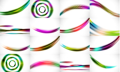 Set of wave flowing blurred motion abstract backgrounds