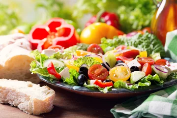 Fotobehang plate of greek salad © Nitr