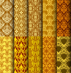 collection of floral patterns for making damask wallpapers, vintage styles, pattern swatches included,