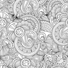 Abstract hand-drawn seamless pattern. Black and white zentangle style background.