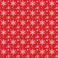 Vector of Snow Flakes Pattern on Red Background for Christmas