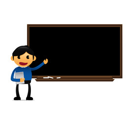 Businessman office worker with blackboard