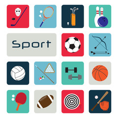 Set of sport icons in flat design