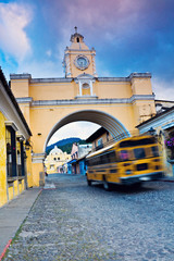 School bus under the Arch