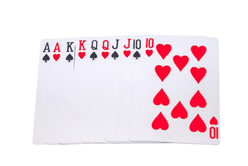 Playing cards on a white background
