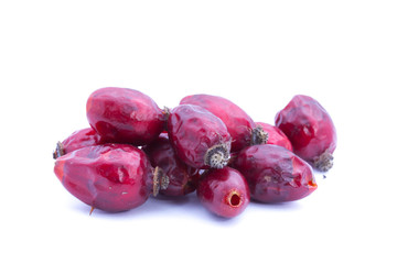 Rose hip isolated on white background.