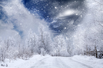 Obraz na płótnie Canvas Snow covered winter road
