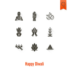 Diwali. Indian Festival Icons