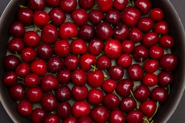 Top view of red cherry